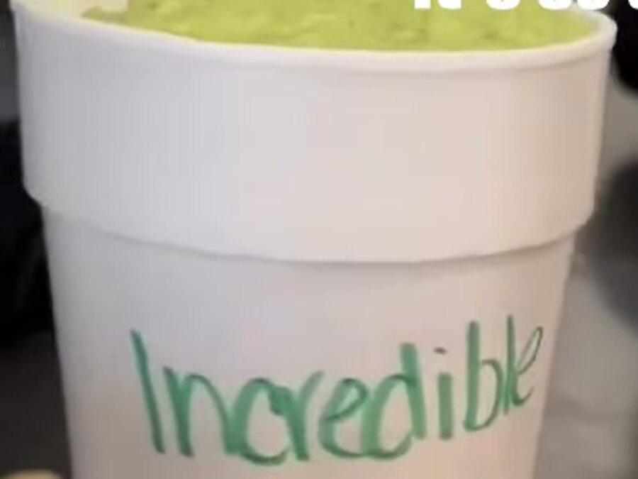 The Incredible Hulk, green to the brim, with the name written on the cup — a frame from our reel