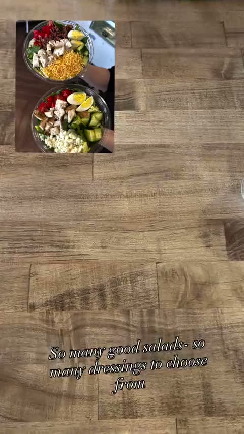 Salads with chicken, egg and cucumber on the counter — her reel: Your salad headquarters